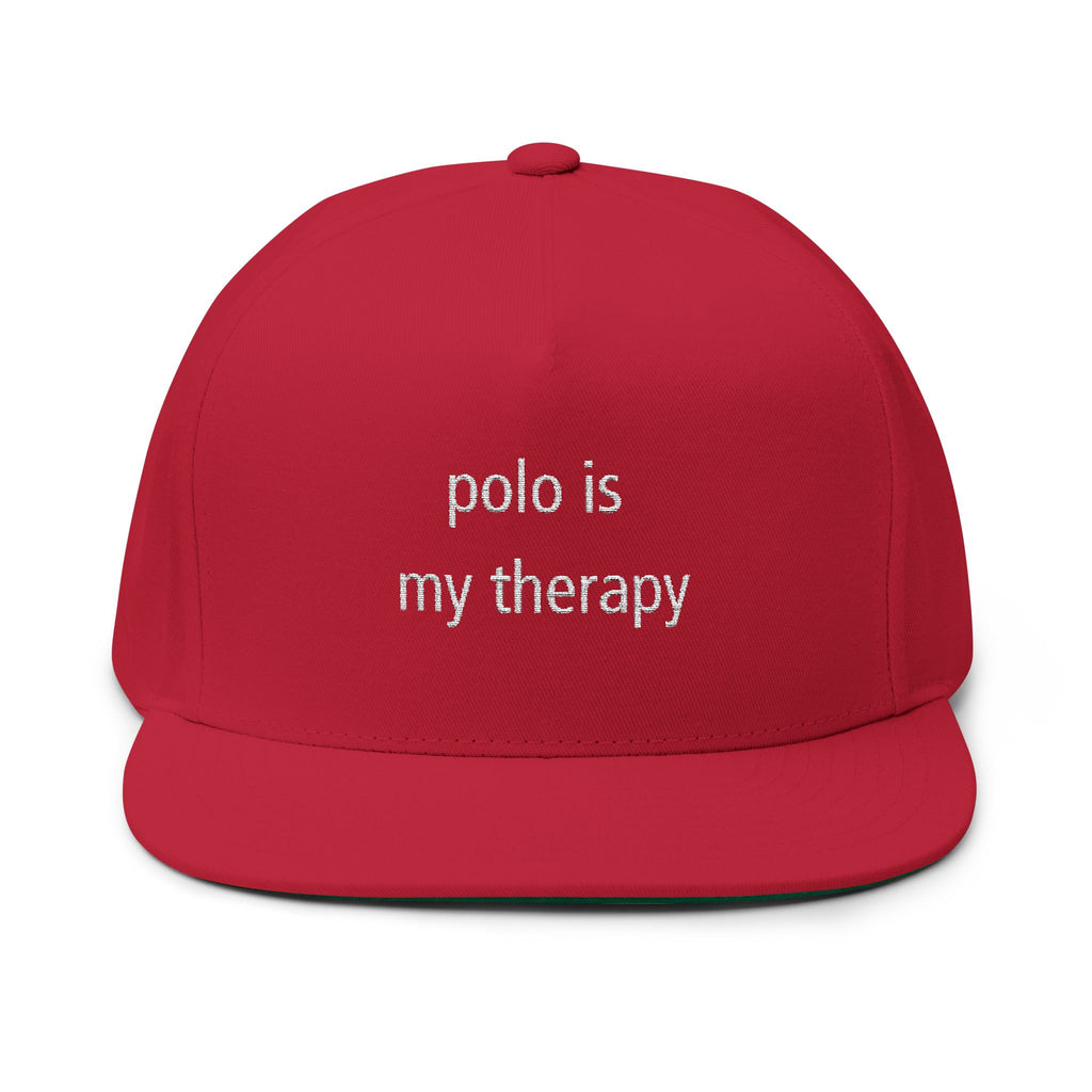 "Polo Is My Therapy" — Embroidered Flat Bill Cap