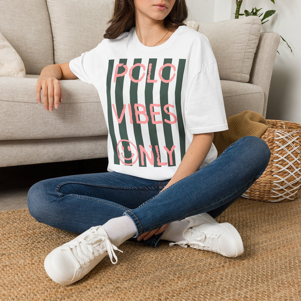 "Polo Vibes Only" — Retro Striped Graphic Tee