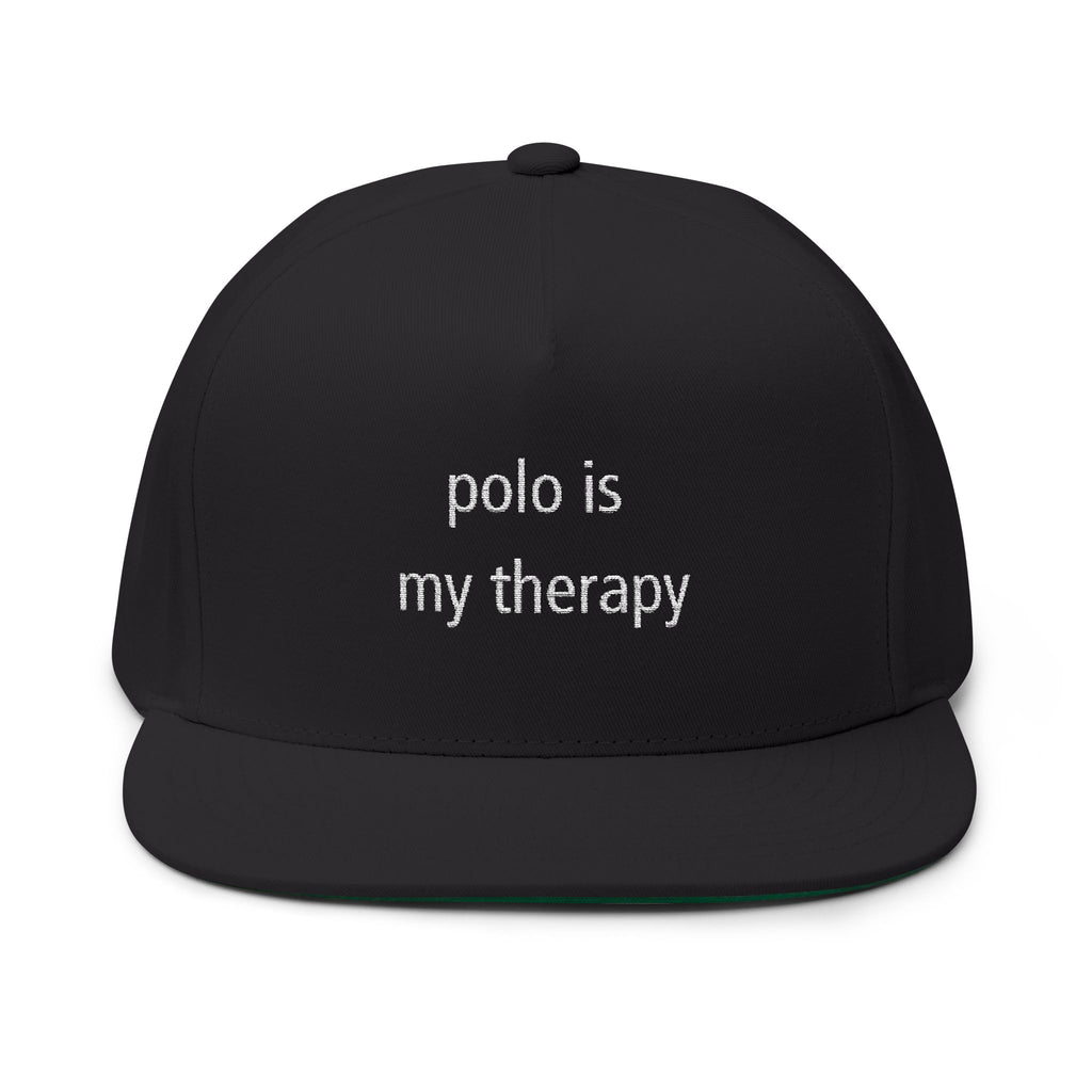"Polo Is My Therapy" — Embroidered Flat Bill Cap