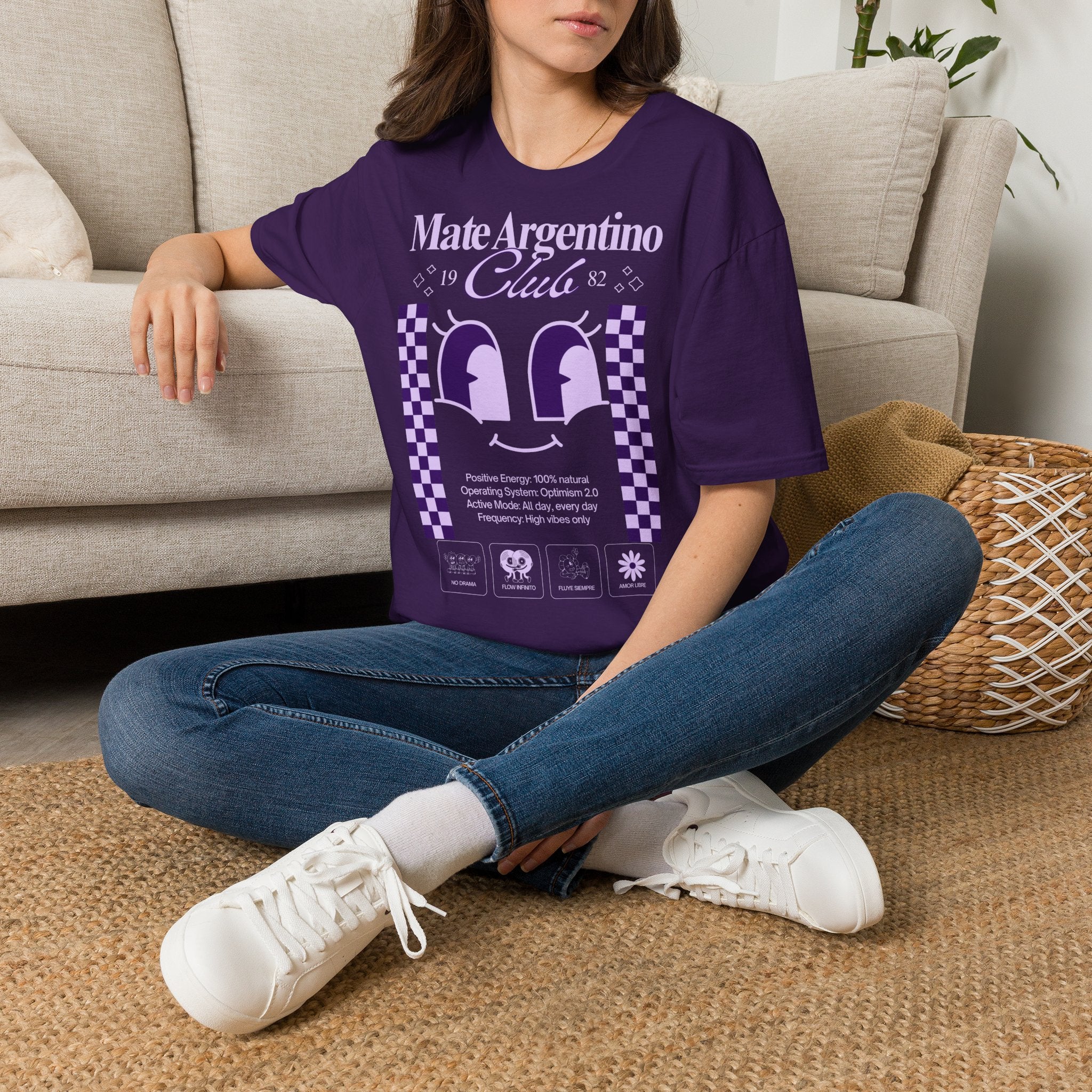 "Mate Argentino Club" — Retro Checkerboard Mate Graphic Tee