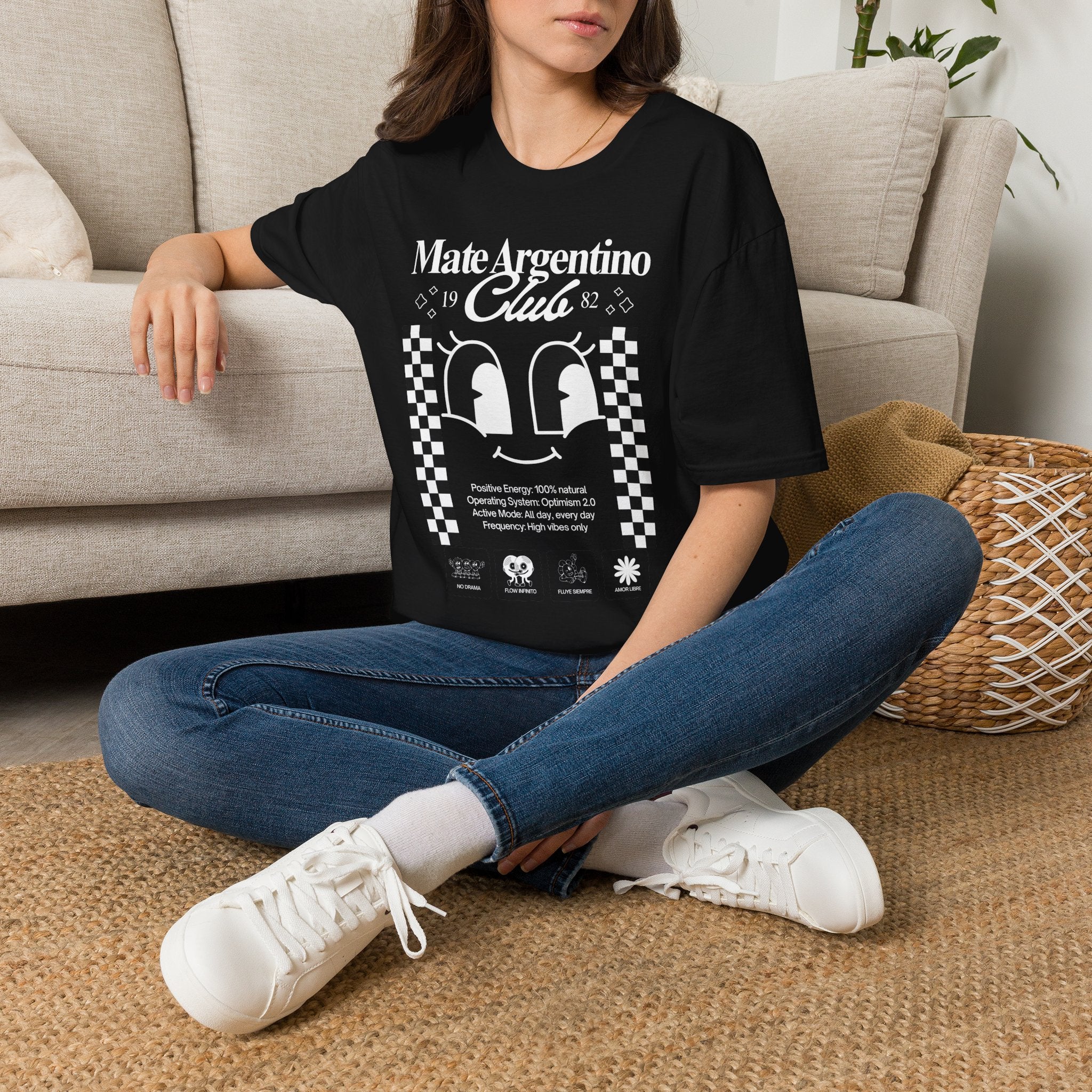 "Mate Argentino Club" — Retro Checkerboard Mate Graphic Tee