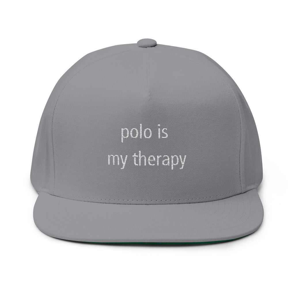 "Polo Is My Therapy" — Embroidered Flat Bill Cap