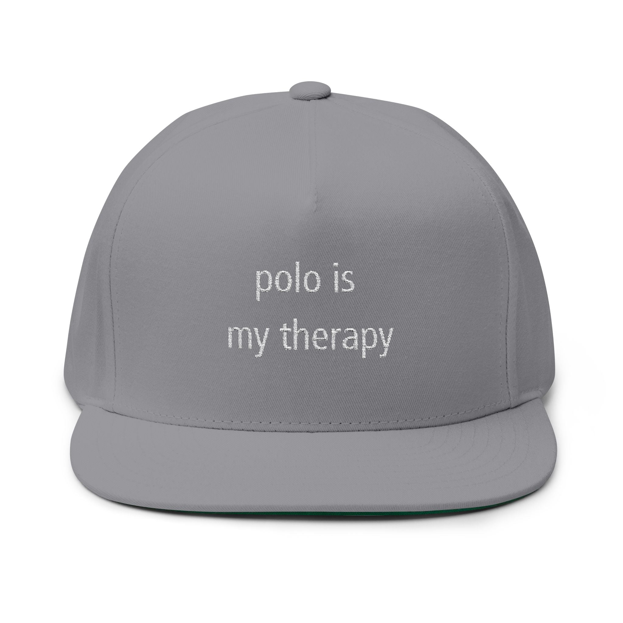 "Polo Is My Therapy" — Embroidered Flat Bill Cap
