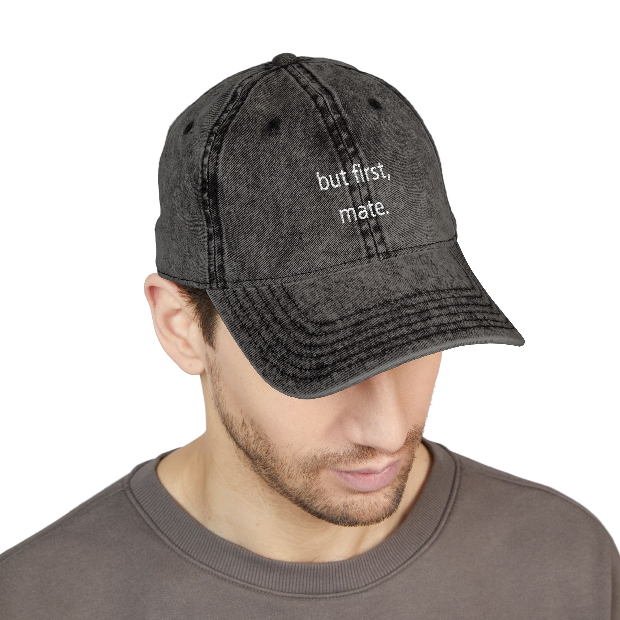"but first, mate" — Vintage Embroidered Classic Cap