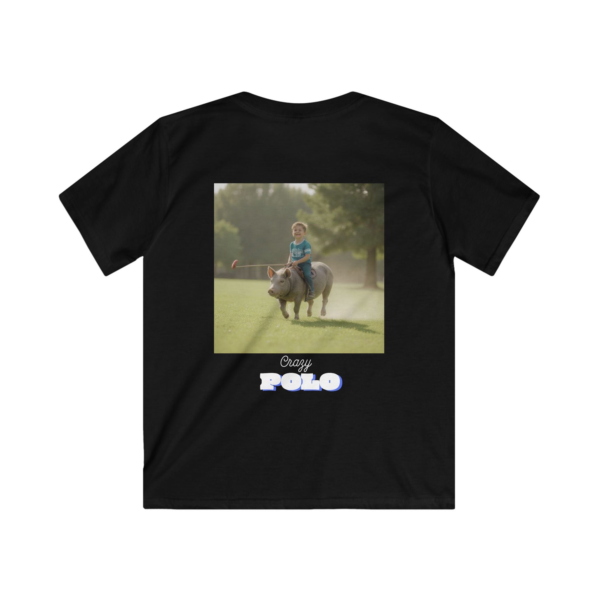 Crazy Polo Pig Graphic — Kids Tee